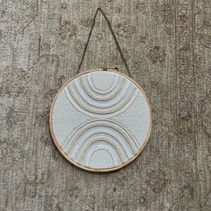 Elegant Cream and Gold Fiber Art Wall Hanging